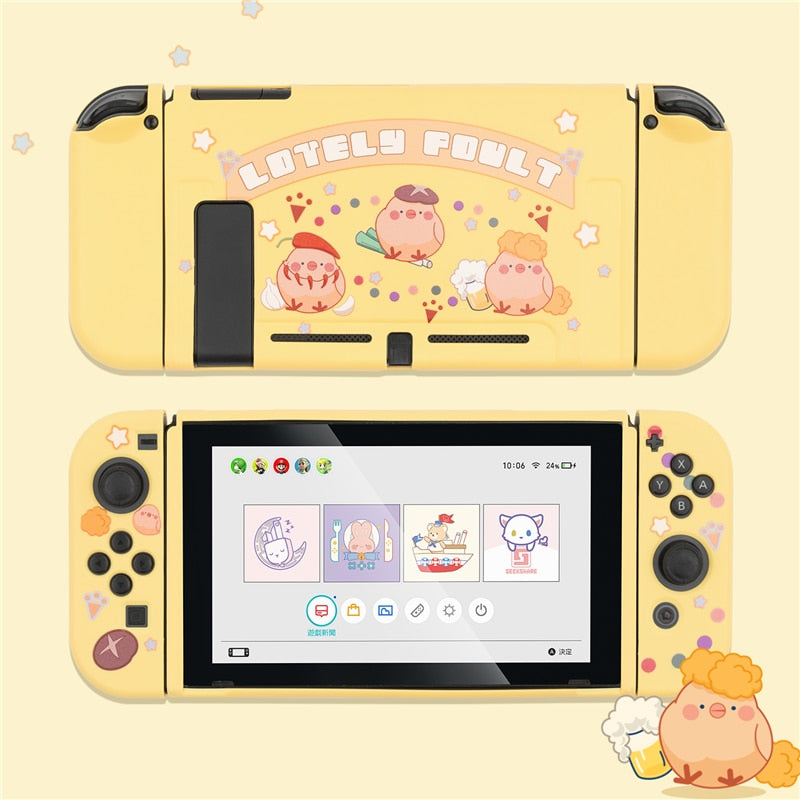 GeekShare Nintend Switch Case Cute Steamed Bread Rabbit Cartoon Soft Full Cover Back Girp Shell For Nintendo Switch Accessories