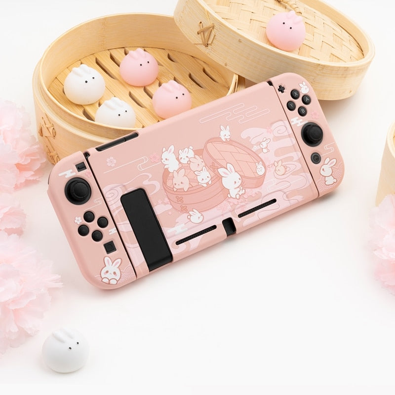 GeekShare Nintend Switch Case Cute Steamed Bread Rabbit Cartoon Soft Full Cover Back Girp Shell For Nintendo Switch Accessories