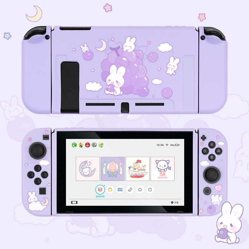 GeekShare Nintend Switch Case Cute Steamed Bread Rabbit Cartoon Soft Full Cover Back Girp Shell For Nintendo Switch Accessories