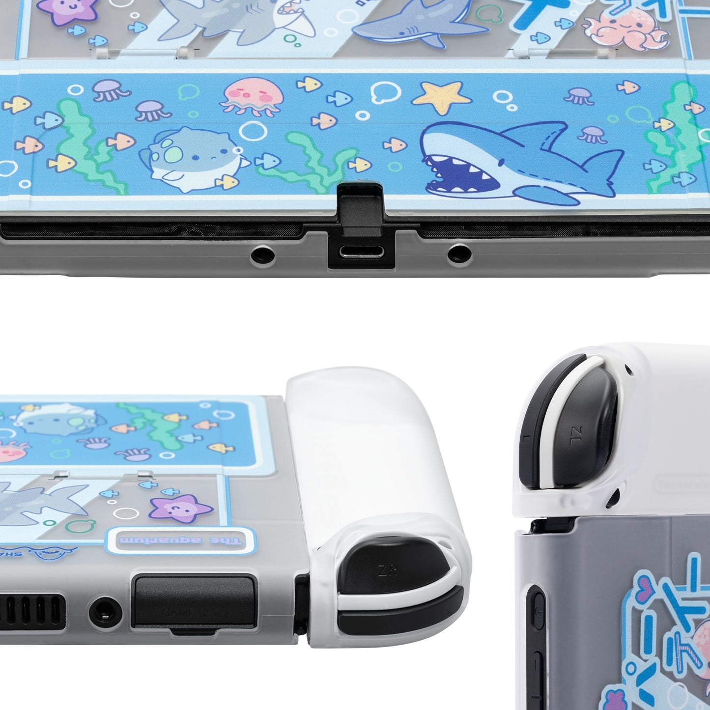 GeekShare Nintendo Switch OLED Case Shark Party Hard Shell Transparent Split Joy-con Protective Cover For Switch OLED Lite Shell