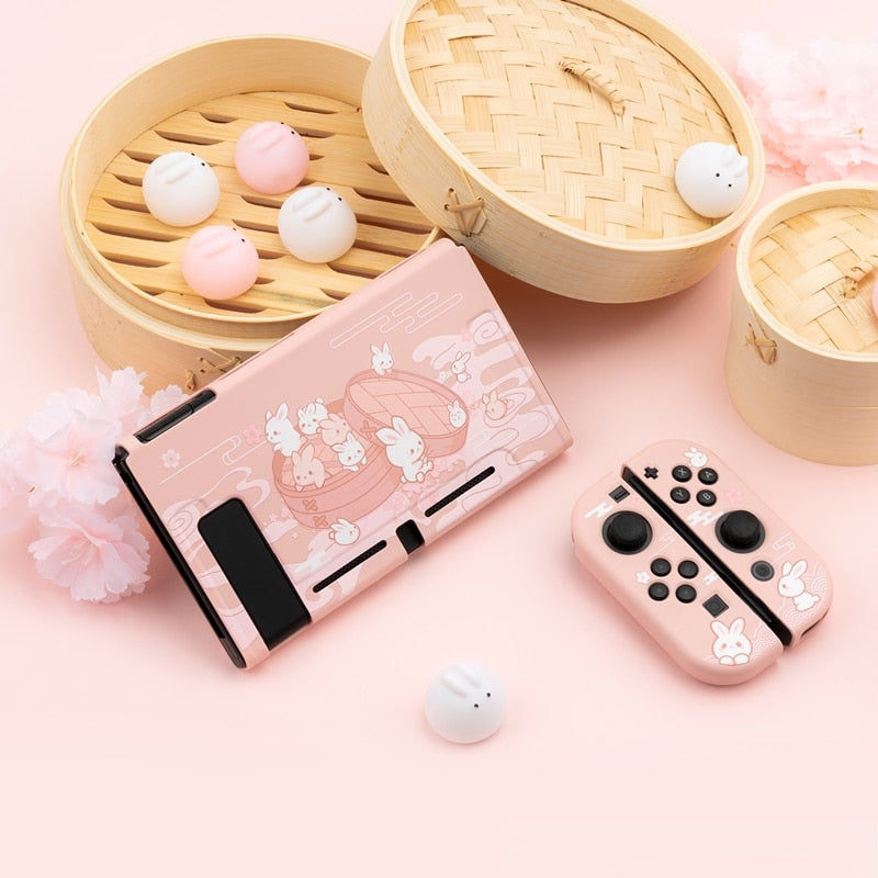 GeekShare Nintend Switch Case Cute Steamed Bread Rabbit Cartoon Soft Full Cover Back Girp Shell For Nintendo Switch Accessories