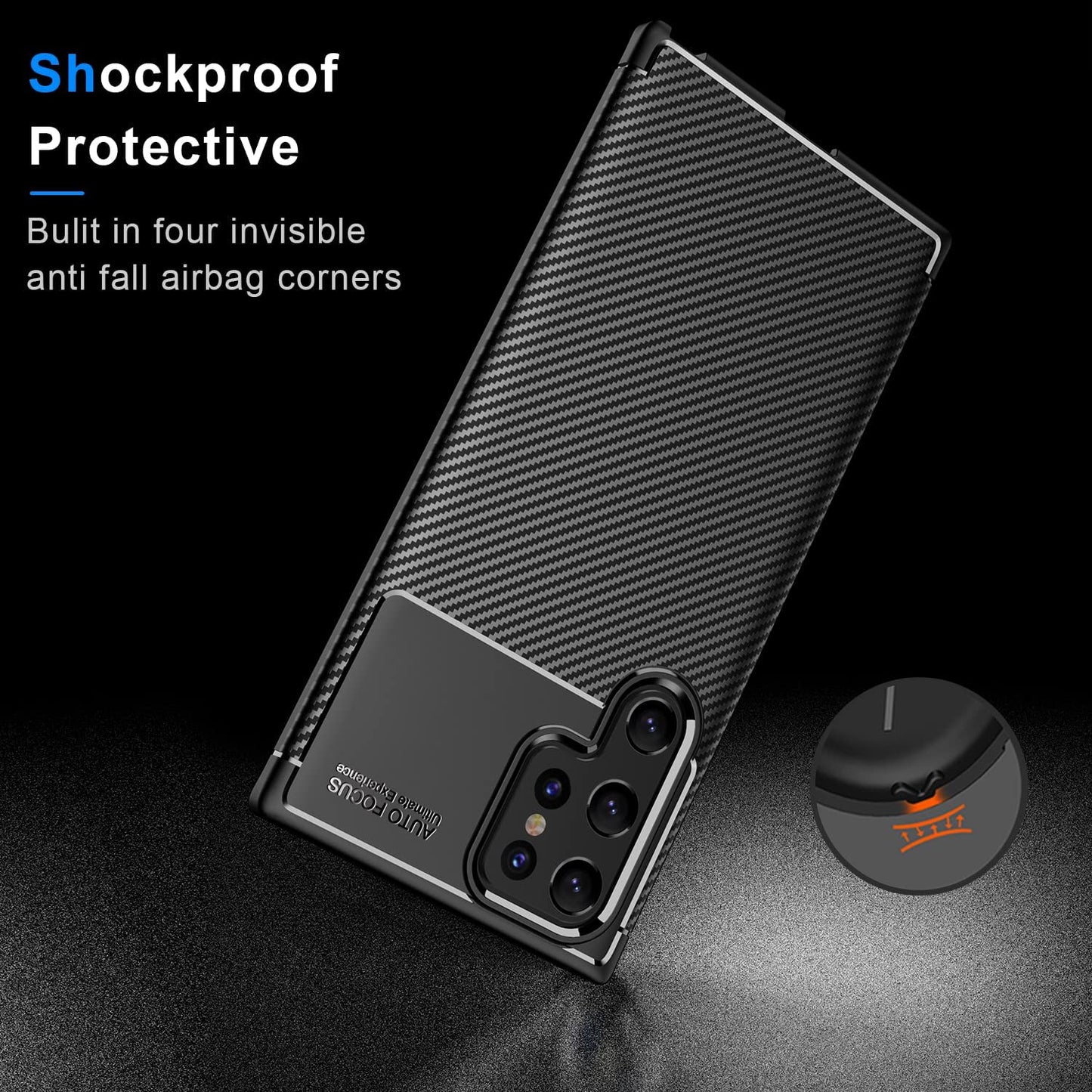 for Samsung Galaxy S22 Ultra Case, [Carbon Fiber Design][Grid Heat Dissipation Lining] Ultra Slim Shockproof Protective Case