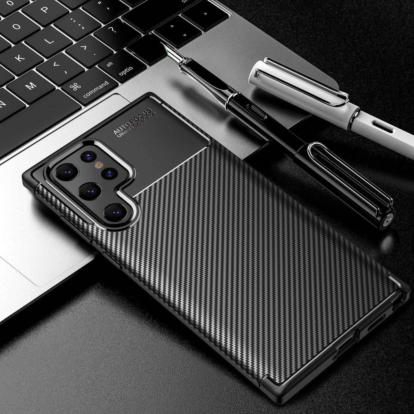 for Samsung Galaxy S22 Ultra Case, [Carbon Fiber Design][Grid Heat Dissipation Lining] Ultra Slim Shockproof Protective Case