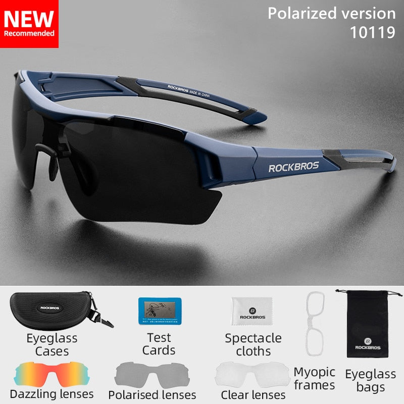 ROCKBROS Polarized Cycling Glasses Men Sports Sunglasses Road MTB Mountain Bike Bicycle Riding Protection Goggles Eyewear 5 Lens