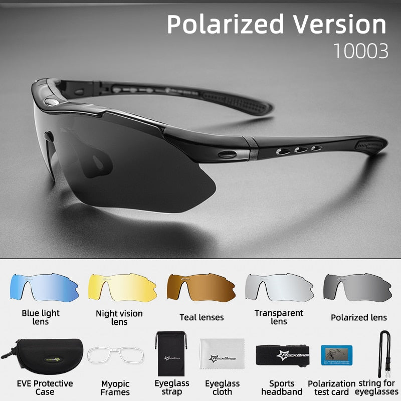 ROCKBROS Polarized Cycling Glasses Men Sports Sunglasses Road MTB Mountain Bike Bicycle Riding Protection Goggles Eyewear 5 Lens