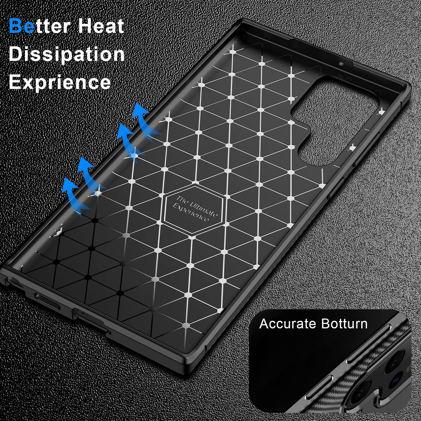 for Samsung Galaxy S22 Ultra Case, [Carbon Fiber Design][Grid Heat Dissipation Lining] Ultra Slim Shockproof Protective Case