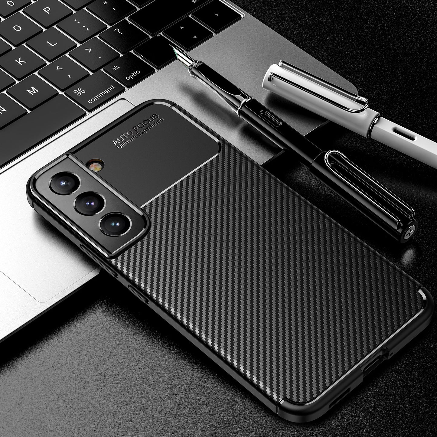 for Samsung Galaxy S22 Ultra Case, [Carbon Fiber Design][Grid Heat Dissipation Lining] Ultra Slim Shockproof Protective Case