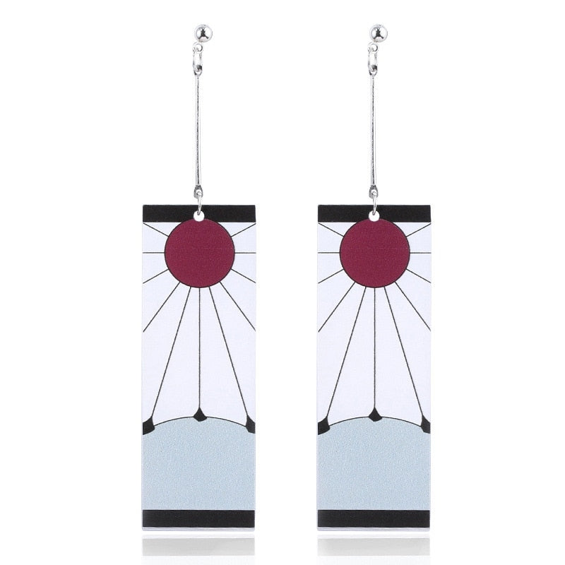 Anime Acrylic Drop Earrings Demon Slayer Kimetsu no Yaiba Blade of Ghost Earings For Women Men Cosplay Jewelry Accessories Gift